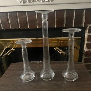 Vintage Blenko Set of Three Graduated Clear Blown Glass Vases